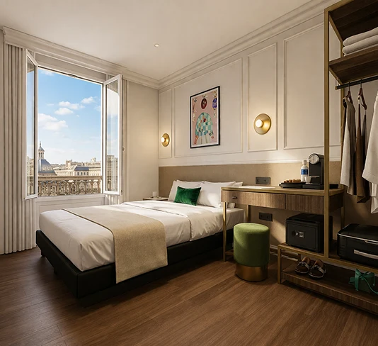 Chambre de l'hôtel Beauvoisin Paris