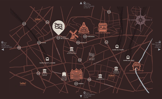 Carte des hôtels Beauvoisin à Paris
